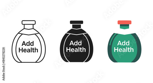 Three health potion bottles with different colors and designs