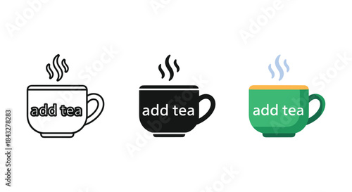 Add tea cup illustration set