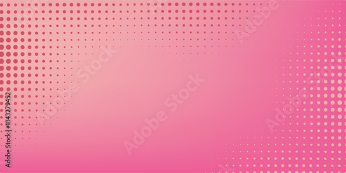 Pink orange polka dots gradient halftone background. Pop art cartoon dot texture with comic graphic design, Horizontal abstract pattern wall for cover digital technology.