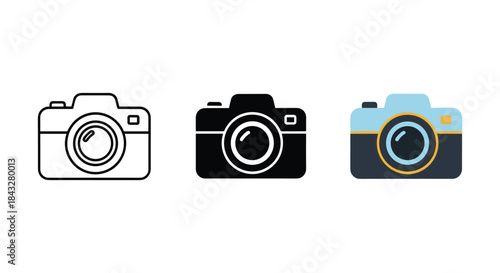 Camera icons set for photography and imaging