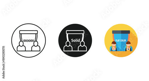 Three icons representing different paint colors and people