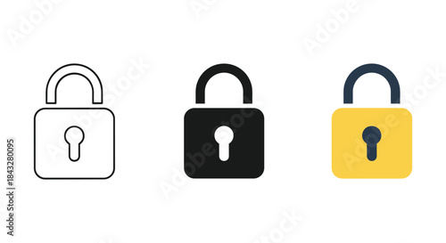 Set of unlock pads icons in different colors