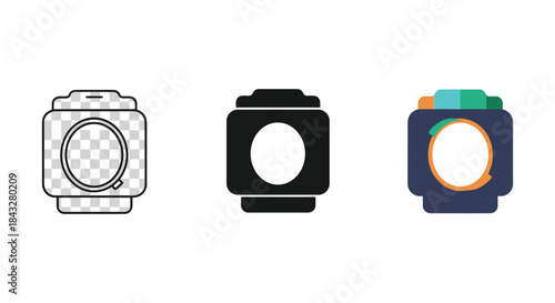 Camera icons set for graphic design projects