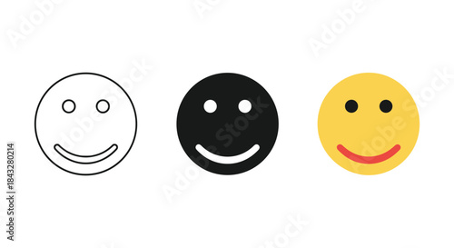 Smiley face icons in different colors and styles