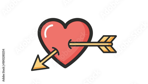 Heart pierced by an arrow symbolizing love and affection.