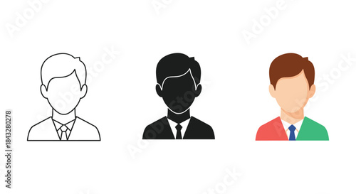 Three male avatars in different styles and colors