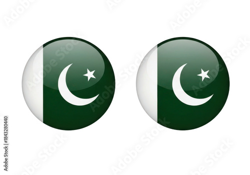 Two glossy circular emblems featuring the national flag of pakistan isolated on transparent background Free Download Two glossy circular emblems featuring the national flag of pakistan isolated on transparent background - GFXLoad