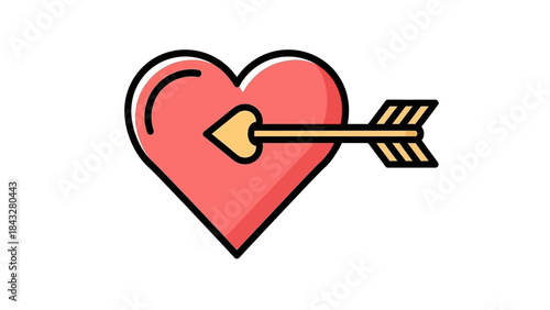Heart with Cupids Arrow Icon Symbolizing Love and Romance.