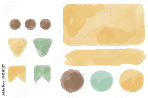 やさしいひまわり水彩シリーズ｜図形あしらいセット / Gentle Sunflower Watercolor Series – Decorative Shape Set