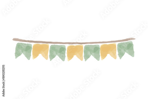 やさしいひまわり水彩シリーズ｜ガーランド（山型旗） / Gentle Sunflower Watercolor Series – Mountain Shape Garland