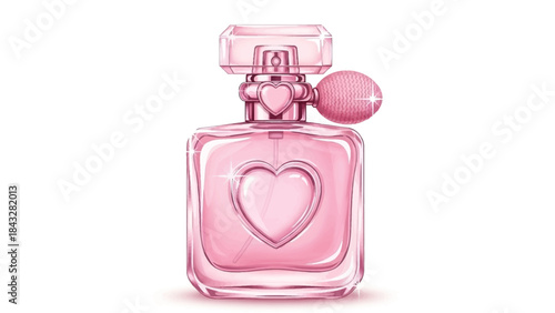 Pink Perfume Bottle with Heart Design.