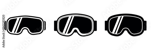 Skiing Goggles Icon. Winter Sport Eyewear in Clean Minimal Vector Style