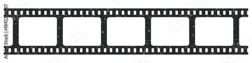 Old grunge Film strip reel icon. Cinema or movie roll with frames. Video or movie filmstrip overlay, cinema or photograph camera long film strip with transparent screen