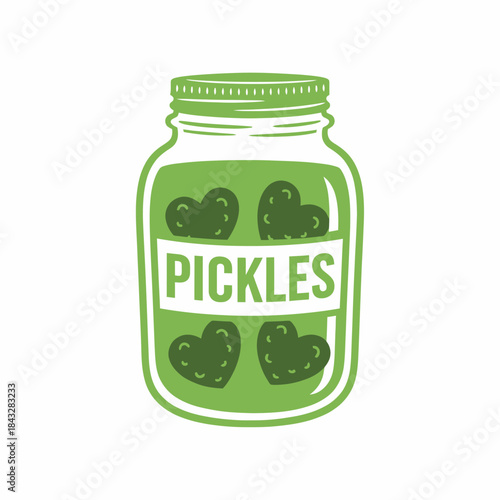 Green glass mason jar filled with pickles preserved vegetables icon perfect for canning kitchen storage homemade food pickling or pantry staple design