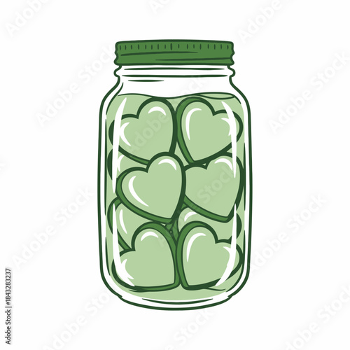 Glass jar with green pickles preserved vegetables icon perfect for canning kitchen storage homemade food pickling or pantry staple design