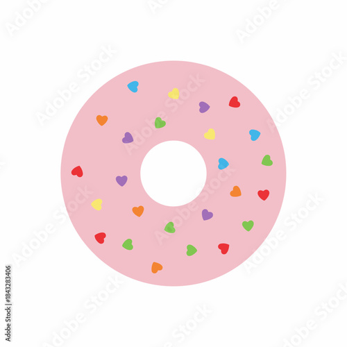 Pink frosted donut with colorful sprinkles sweet treat icon perfect for bakery dessert snack indulgent food or donut shop design