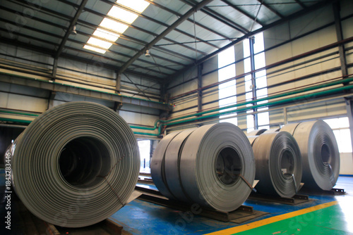 Roll steel in the workshop, cold rolled coil.