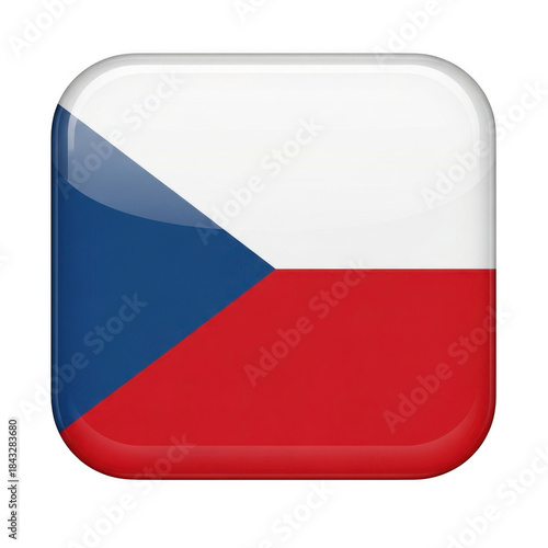 Free Download Glossy square icon featuring the czech republic national flag isolated on transparent background - GFXLoad