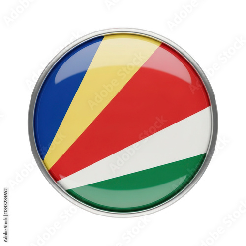 Free Download Glossy circular seychelles flag emblem isolated on transparent background - GFXLoad