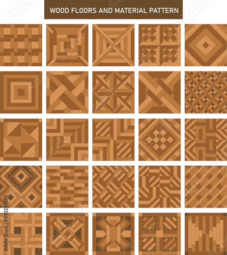 wood floor and material seamless patten brown color set.