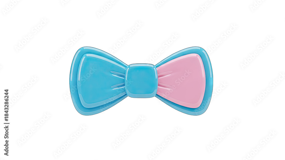 Fototapeta premium A 3D Rendered Blue And Pink Bow Tie Accessory With A Transparent Background Isolated On Black