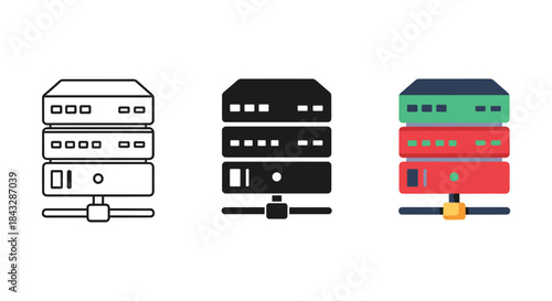 Server icon set for web design and development