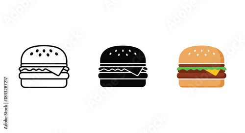 Three different hamburger illustrations