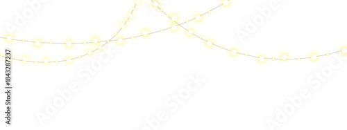 Warm Festive String Lights Garland Isolated on Background	
