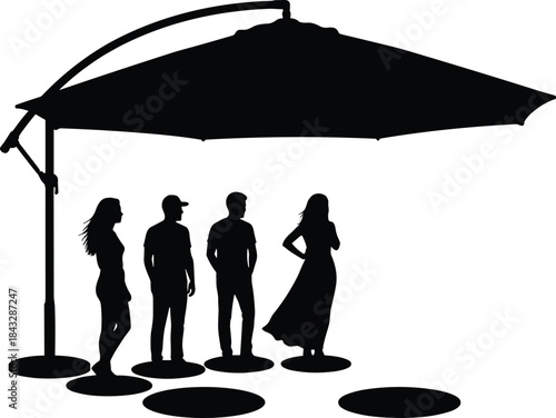 Group of Men Silhouettes Talking and Texting on Cell Phones, Communication, Social Interaction, Smartphone Usage, Technology, and Conversation Concept Vector Illustration.