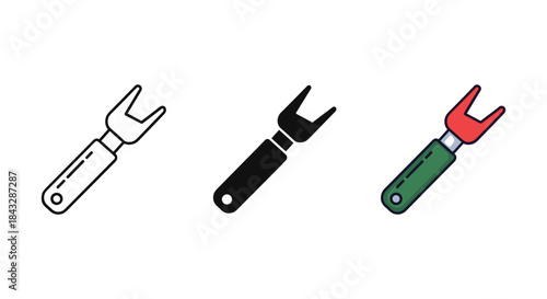 Set of three different style adjustable wrench icons