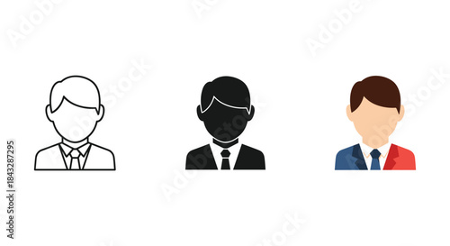 Three businessmen avatars in different styles