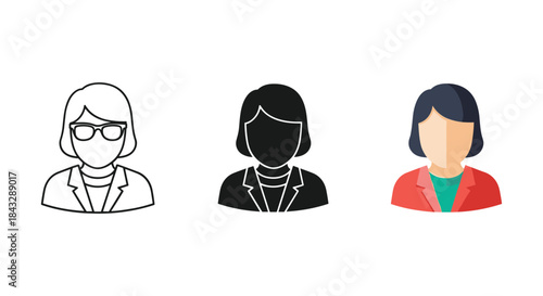 Three simple business woman avatars