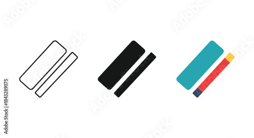 Three erasers with different design and color