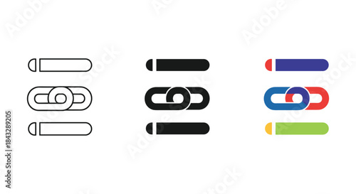 Chain link icon set in various styles and colors