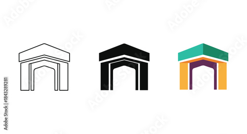 Simple archway icon set in various colors and styles