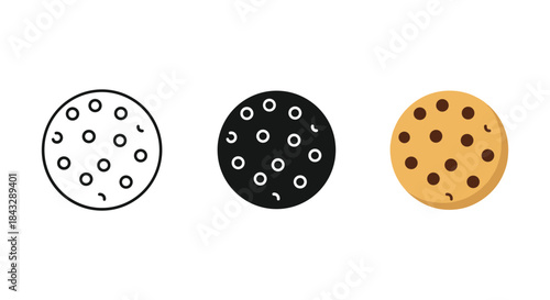 Chocolate chip cookie illustration in different stages