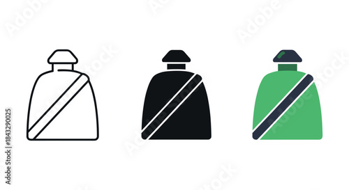 Three different colored seatbelt icons