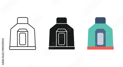 Deodorant bottle icon set in various styles