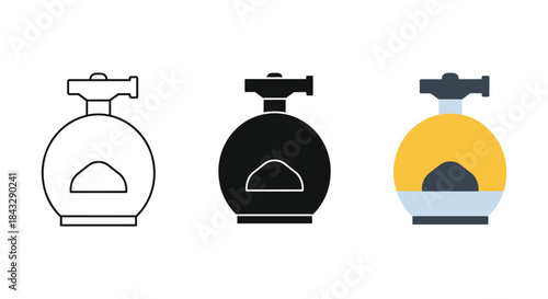 Set of perfume bottle icons in different styles