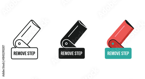 Usb drive icons with remove step label in different colors