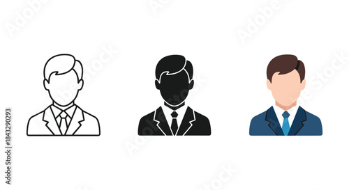 Three different style businessman icons