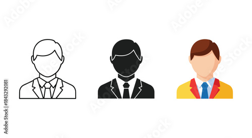 Three businessmen avatars in different styles