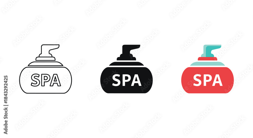Obraz premium Spa soap bottle icons set in different colors