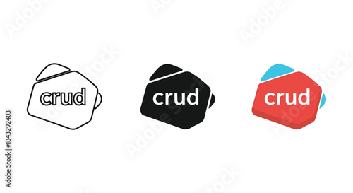Crud logo design variations on white background