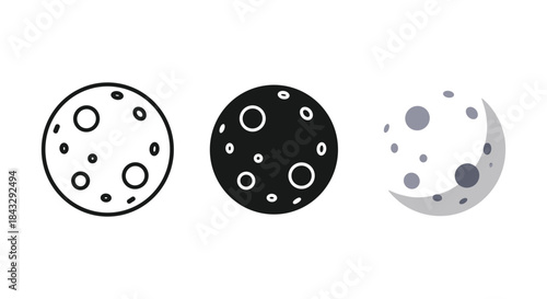 Different phases of moon in simple illustration