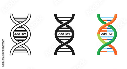 Dna double helix structure illustration set