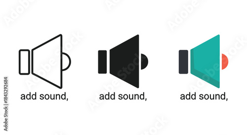 Speaker icon set with add sound label