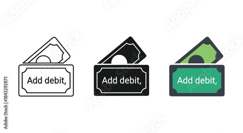 Add debit card icon set for online payment
