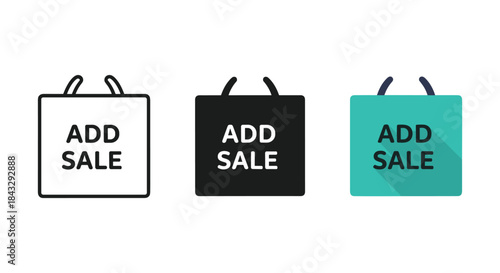 Add sale shopping bags in different colors
