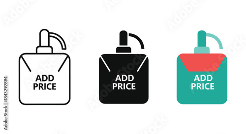 Set of perfume bottles with add price label